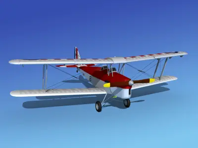 Dehavilland DH82 Tiger Moth V07 3D model