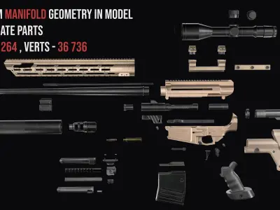 Tactical Modular Sniper Rifle MK 18 Mjolnir Low-poly 3D model