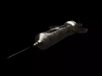 Realistic Worn Metal Syringe Low-poly 3D model