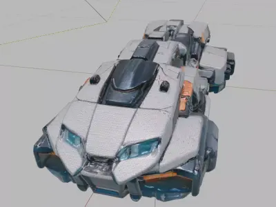 High Poly Futuristic Hover Car MultiFormat SciFi Vehicle 3DModel 3D model