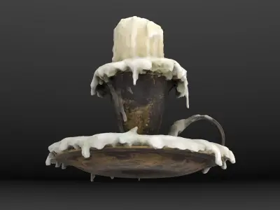 Candleholder medieval Low-poly 3D model