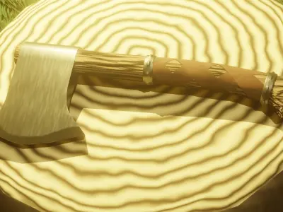 Simple Fantasy Hand Axe Low-poly 3D model