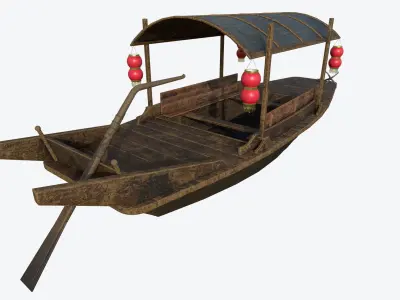 Chinese Boat Low-poly  PBR  Low-poly 3D model