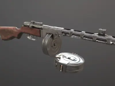 PPSh-41 submachine gun Low-poly 3D model buy