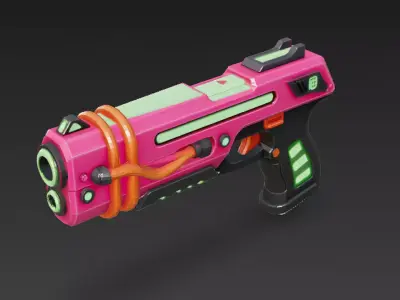 Cartoon Cyber Pink Black Pistol 3D Model PBR 3D model