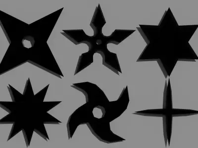 Shuriken Set different star shapes Free low-poly 3D model