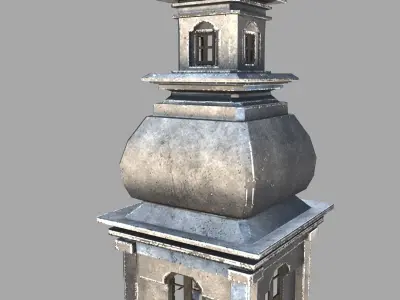 Church tower Low-poly 3D model