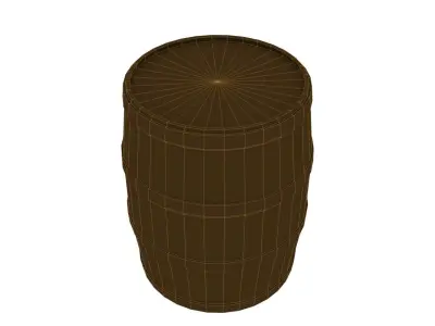 Wooden Barrel Low-poly 3D model 12