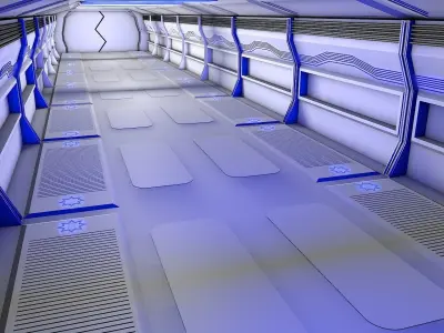 sci-fi game corridor  Low-poly 3D model