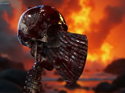 Ritual Skull Spine Axe 3D model