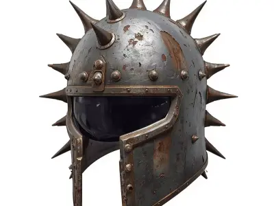 Wasteland Spiked Pit-Fighter Helmet 3D Model Low-poly 3D model