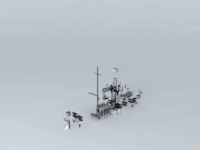Kaiserliche Marine Kanonenboot SMS Afrika FULL INTERIOR  part... Free 3D model