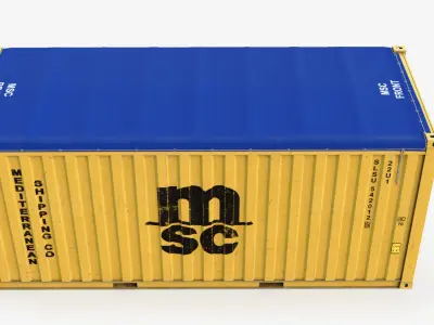 20ft MSC Open Top Shipping Container 3D Model Industrial Cargo 3D model