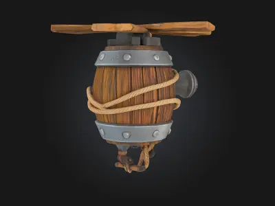 Flying Cannon Barrel Whimsical Aerial Artillery Model 3D model