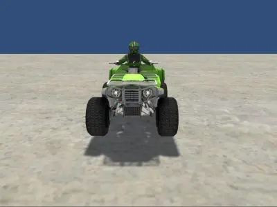 LowPolyQuadBikeWithTrailerandRider-6 atv with trailer Low-poly 3D model