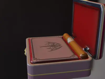 Premium Stylized Cigar Box with Decorative Lid Low-poly 3D model