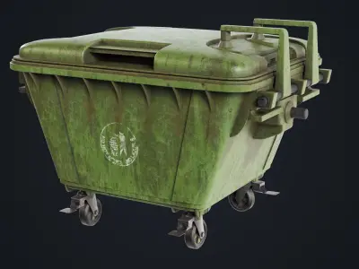 Old Dirty Dustbin All PBR Unity UE Textures Included Low-poly 3D model