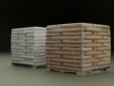 Cement Bags On Pallet Low-poly 3D model