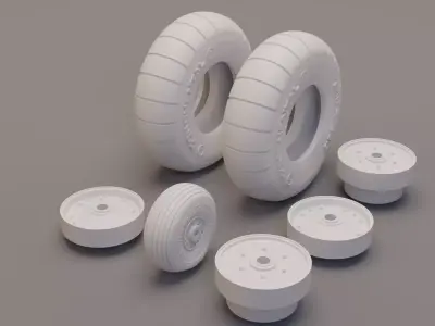 Ju-87 Stuka Wheel Set 3D print model