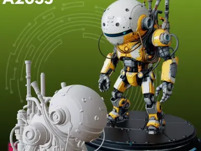 Futuristic Robot STL Detailed 3D Model 3D print model