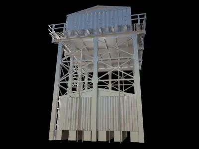 Overhead Steel Reservoir Steel Tank - Double Tanks 3D model