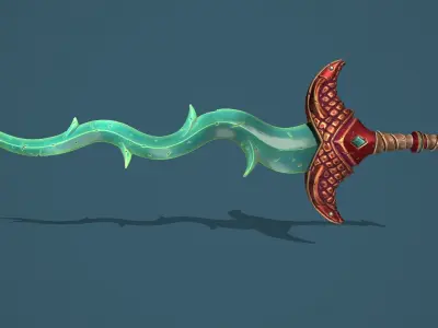Snake two handed sword Low-poly 3D model