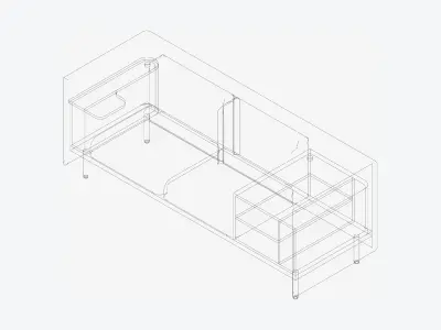 Sofa - Contemporary - Flame - Medium - Corner Shelf Low-poly 3D model buy
