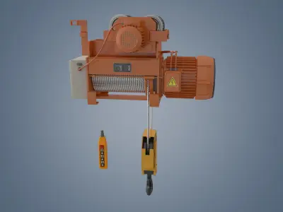 Electric crane hoist 3D model Low-poly 3D model