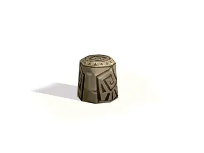 Handpaint Cartoon Stone Memorial Totem Symbol Low-poly 3D model