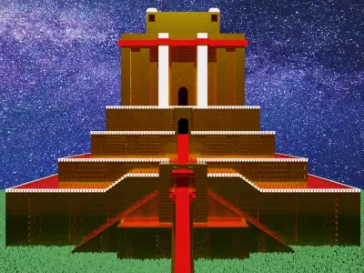 Golden Ziggurat Low-poly 3D model