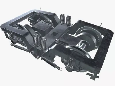 Train Bogie Frame Low-poly 3D model