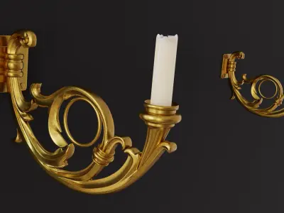 Classic wall candle lamp Free low-poly 3D model