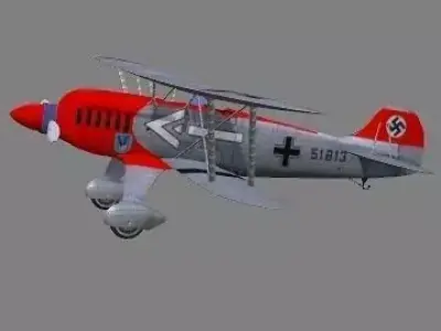 heinkel-he-51-1932 luftwaffe biplane 3D model
