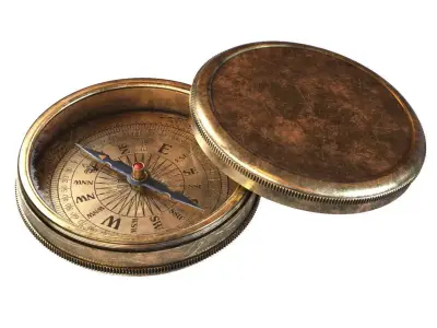 Vintage Brass Compass  3D model with PBR textures 3D model