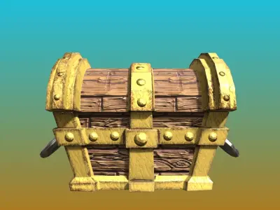 Cartoon Pirate Chest Game Ready Low-poly 3D model