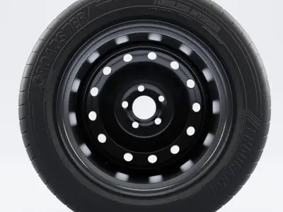 Steel Rim and Tire Tyre Spare Tire Low-poly 3D model