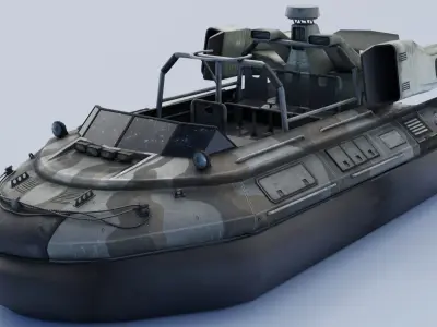 Hovercraft amphibious vehicle Low-poly 3D model