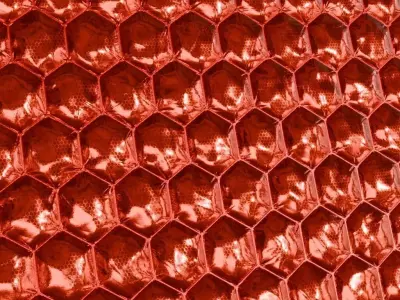 Red Sci Fi Padded Fabric Hexagon Pattern PBR Seamless Texture
