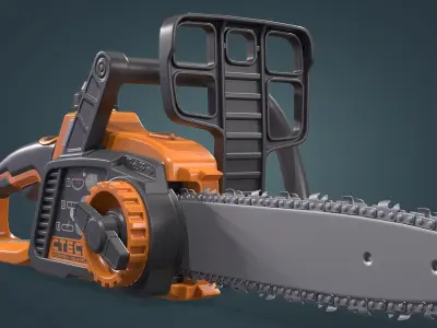 Chainsaw Low-poly 3D model 4