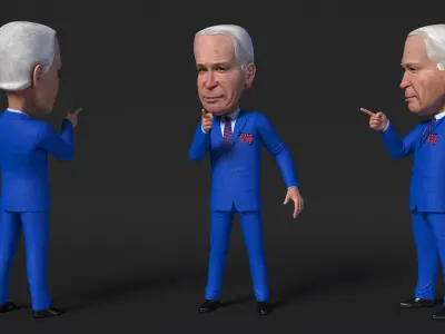 Cartoon Joe Biden with Democratic Icon 3D model