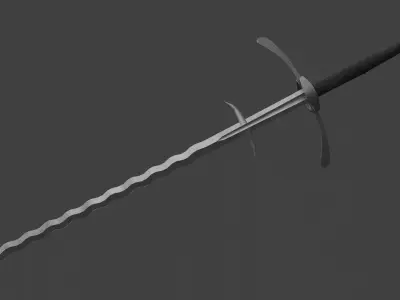 Flamberge Two-Handed Medieval Sword Low-poly 3D model