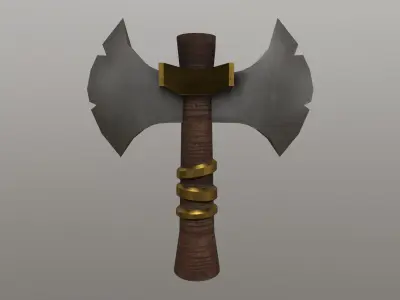 Viking axe Low-poly 3D model 12