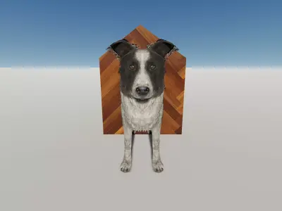 dog b and w Low-poly 3D model
