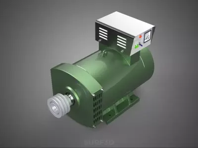 ELECTRICAL GENERATOR MOTOR ALTERNATOR DYNAMO TERMINAL BOX PULLEY 3D model
