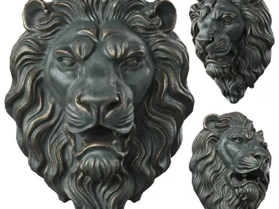Lion Head Sculpture by lllax Low-poly 3D model