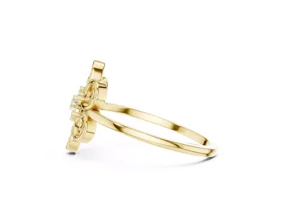 Vintage Filigree Floral Diamond Ring Elegant Open Petal CAD 3D print model