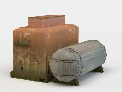 Tank rusty box Low-poly 3D model