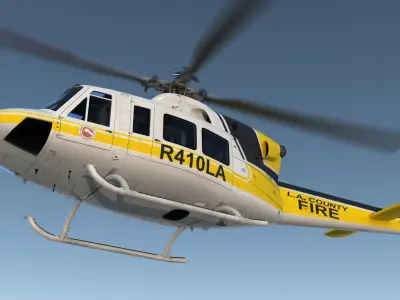 Bell 412 Fire Department Helicopter Rigged 3D model