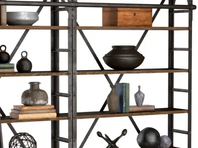 Industrial Iron Bookshelf 3D model