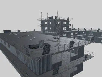 Rusty Metal Steel Construction Building 2 Free 3D model